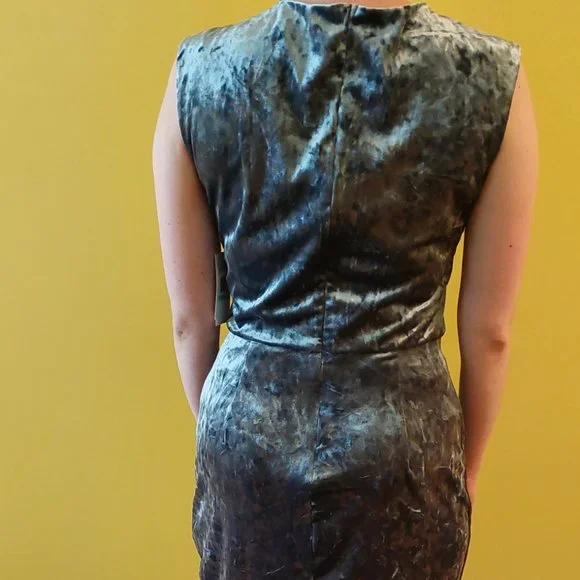 Eci Silvery Blue Crushed Velvet Dress - Picture 3 of 12